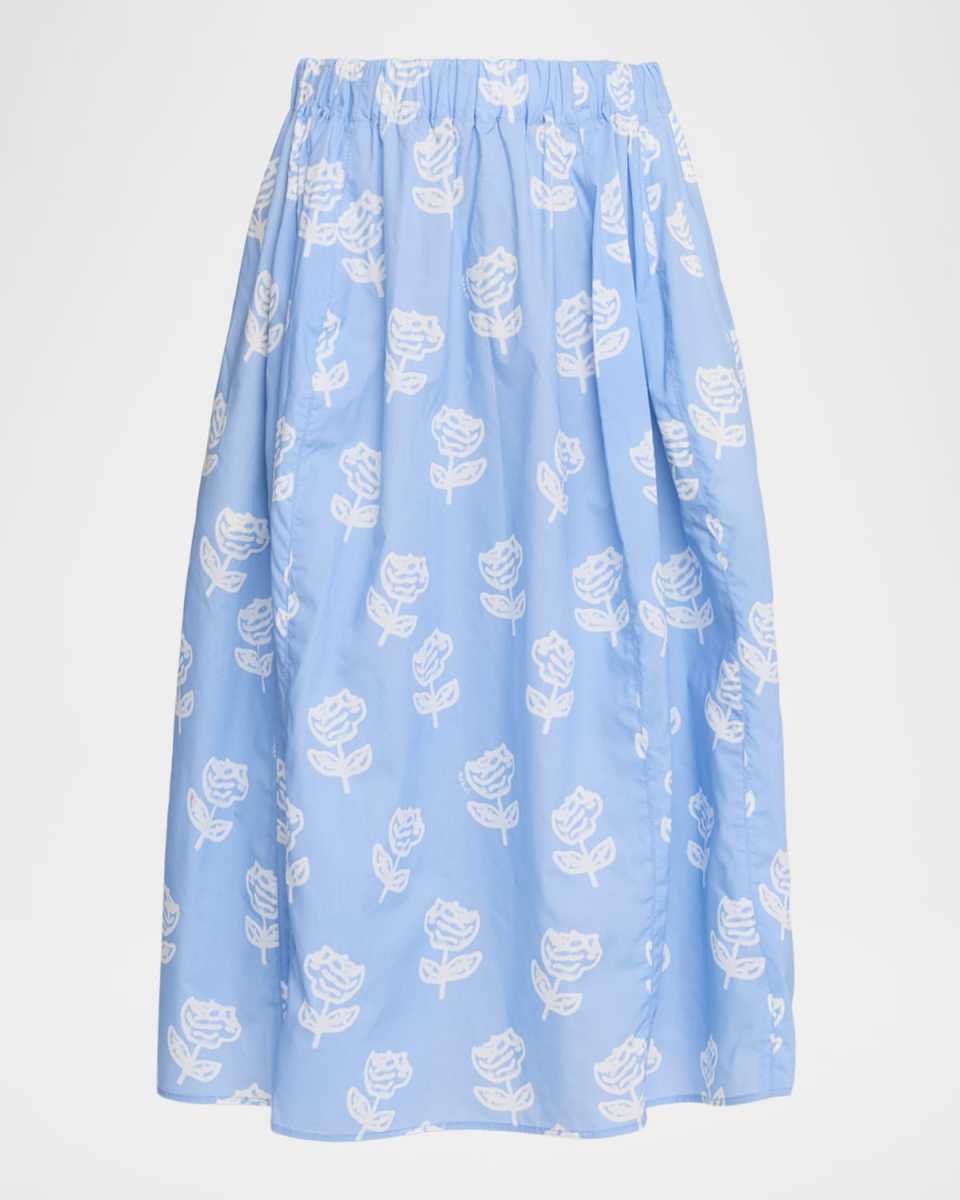 Floral Cotton Midi Skirt